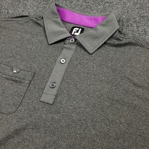 FootJoy FJ Polo Shirt Mens XL Golf Performance Gray Chest Pocket Spandex Stretch